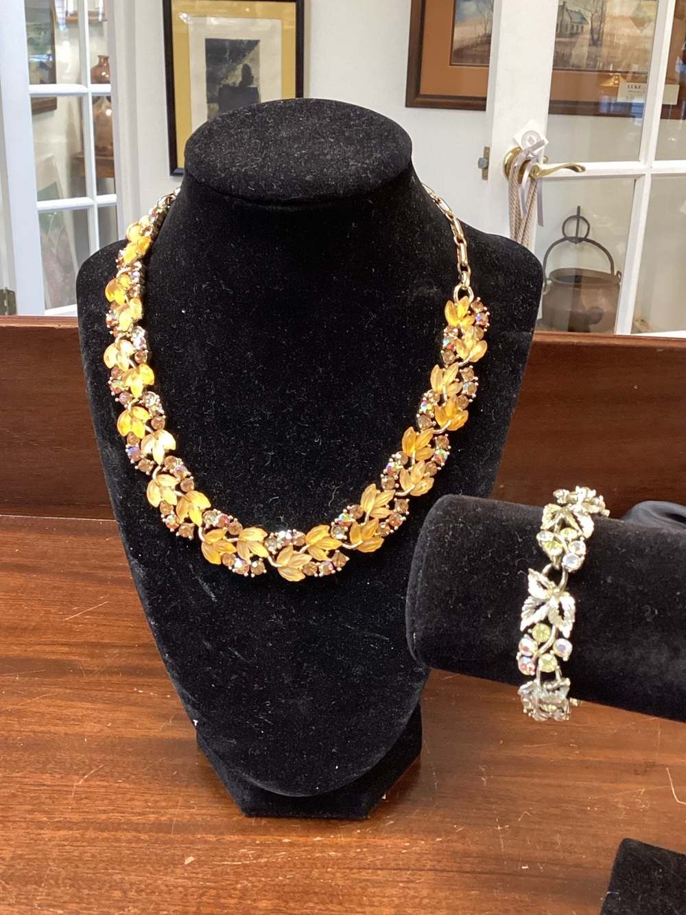 Vintage necklace by Lisner - Aurora Boreallis crystals - bonus bracelet,
